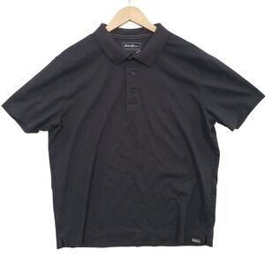 Eddie Bauer Mens‎ XL Black Short Sleeve Polo Shirt Classic Fit Casual Golf Basic